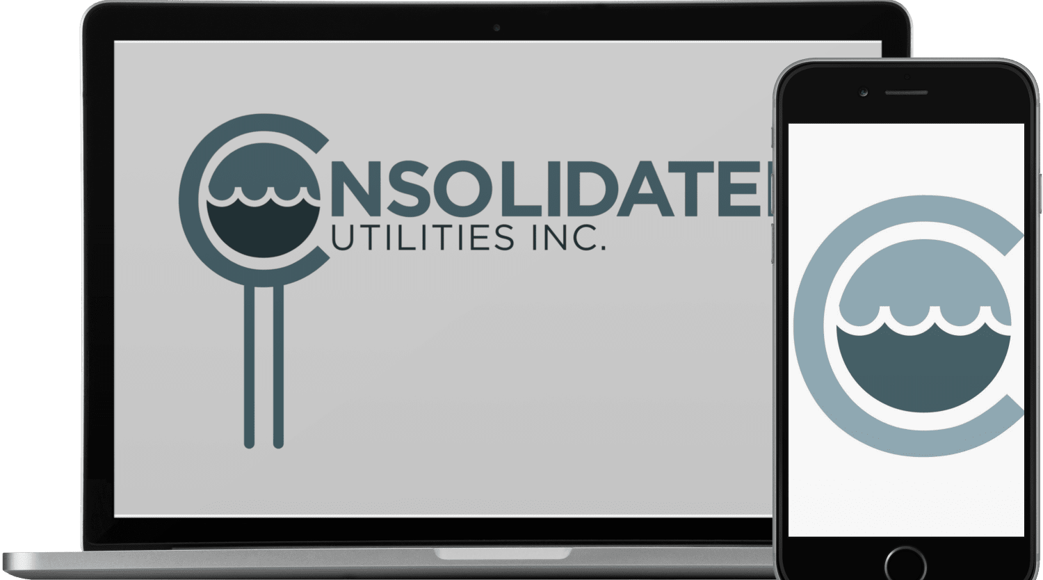 Consolidated Utilities Logo on Phone and Laptop
